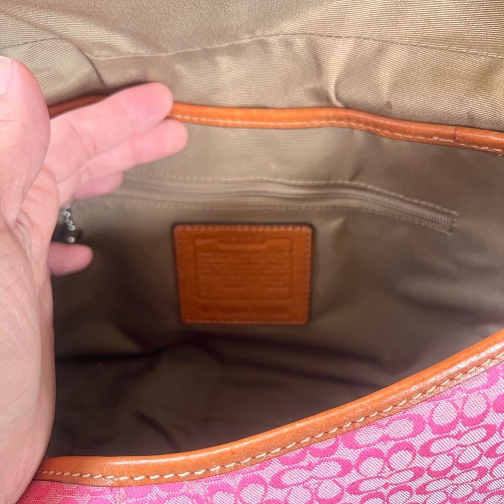Coach Rare Pink and Brown Signature Ashley Flap Hampton Soho Shoulder Bag - Picture 8 of 9